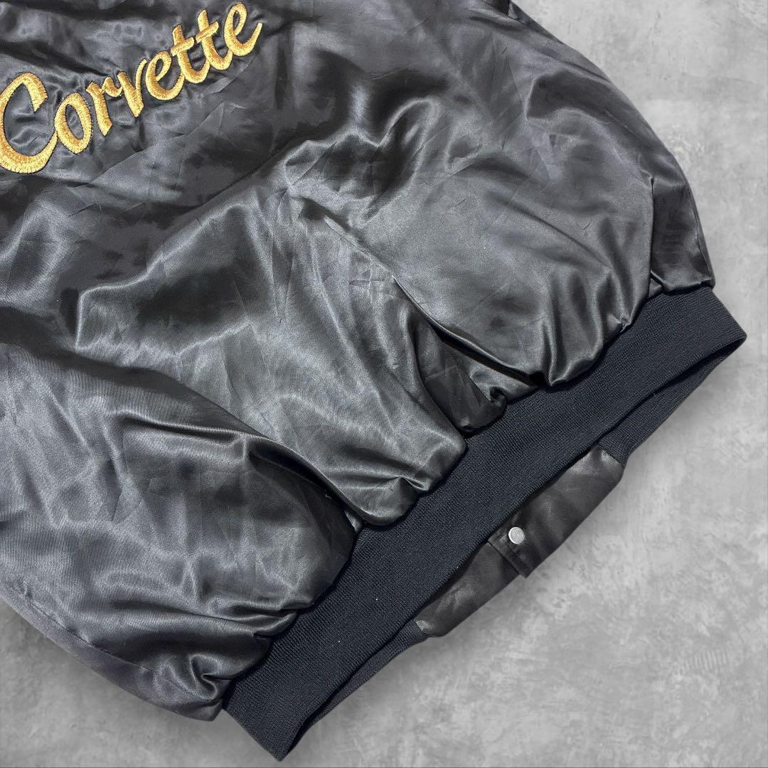 USA製HARTWELLシボレーCORVETT刺繍ナイロンスタジャンブラックXL