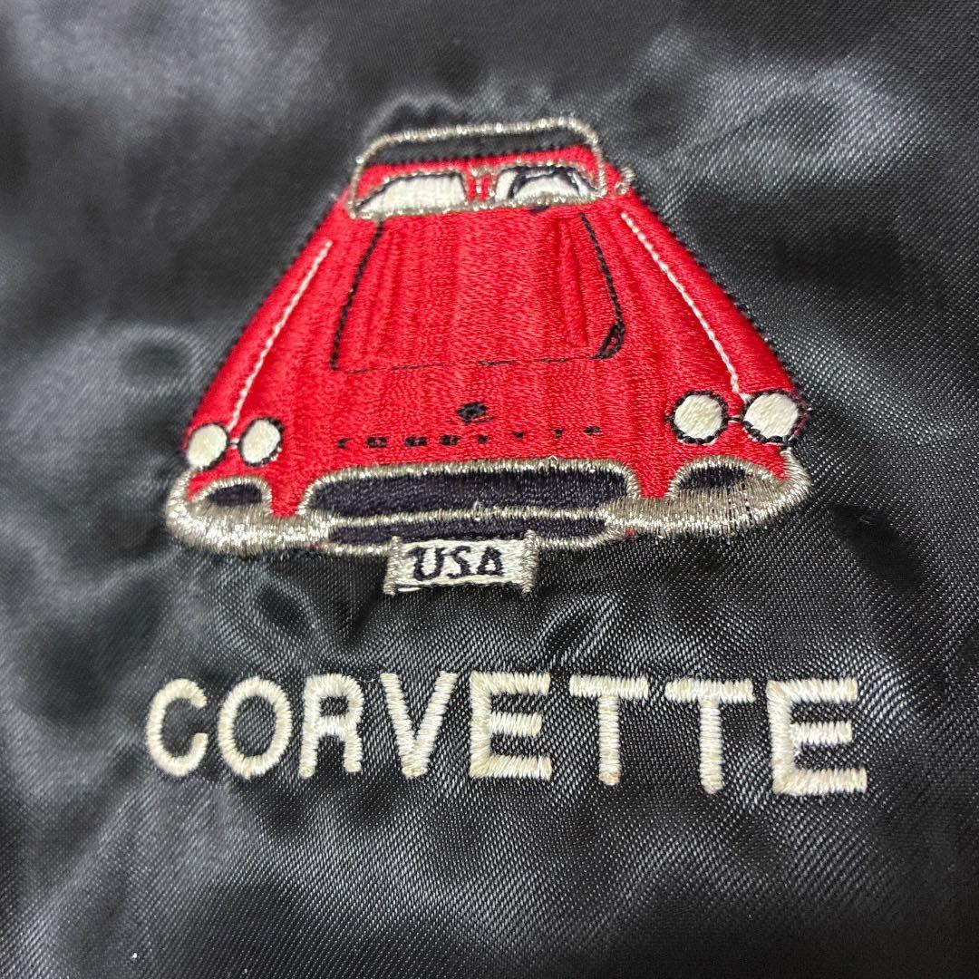 USA製HARTWELLシボレーCORVETT刺繍ナイロンスタジャンブラックXL