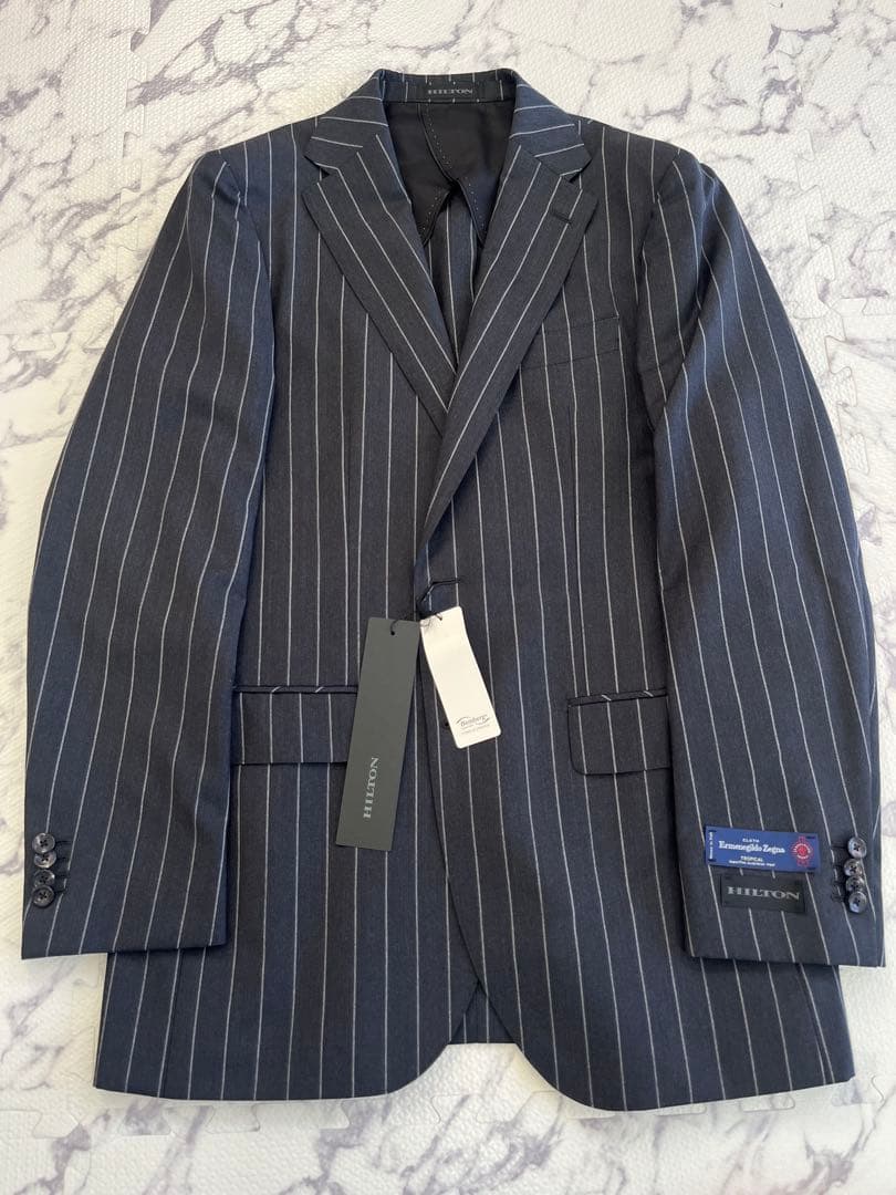 未使用 HILTON ヒルトン Zegna ゼニア スーツ ストライプ YA7