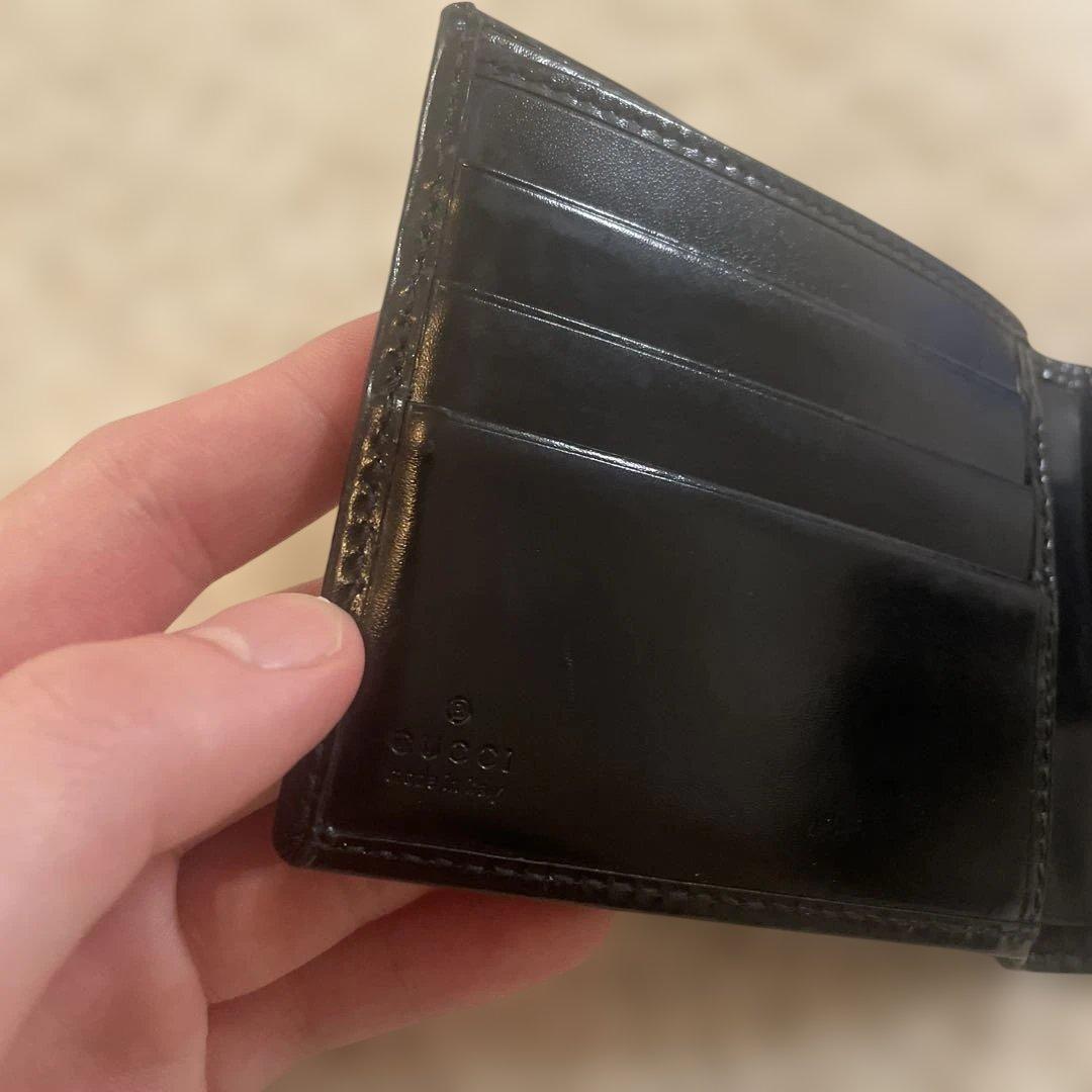 グッチ 二つ折り財布 インプリメ GG柄 ブラック