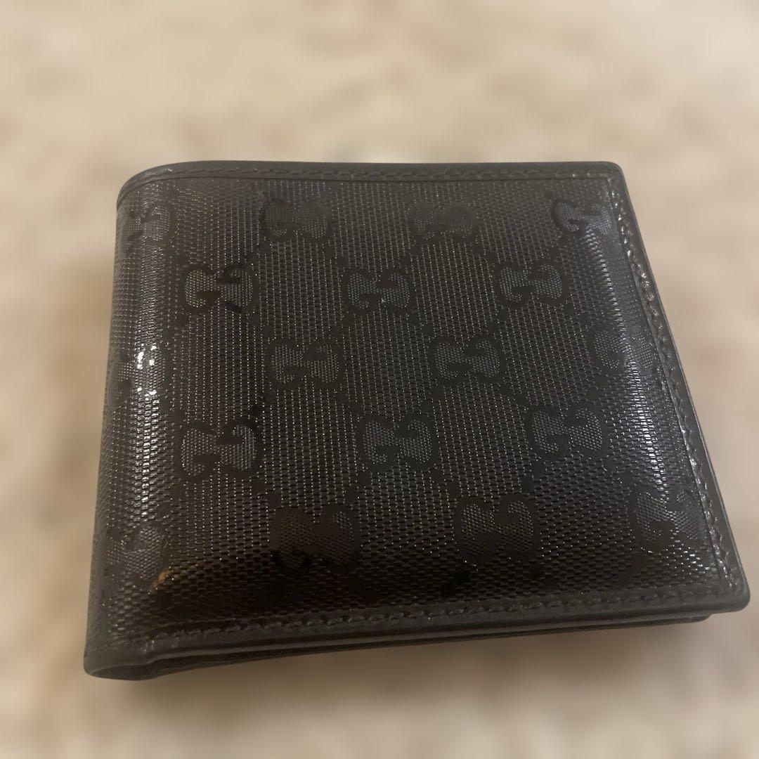 グッチ 二つ折り財布 インプリメ GG柄 ブラック