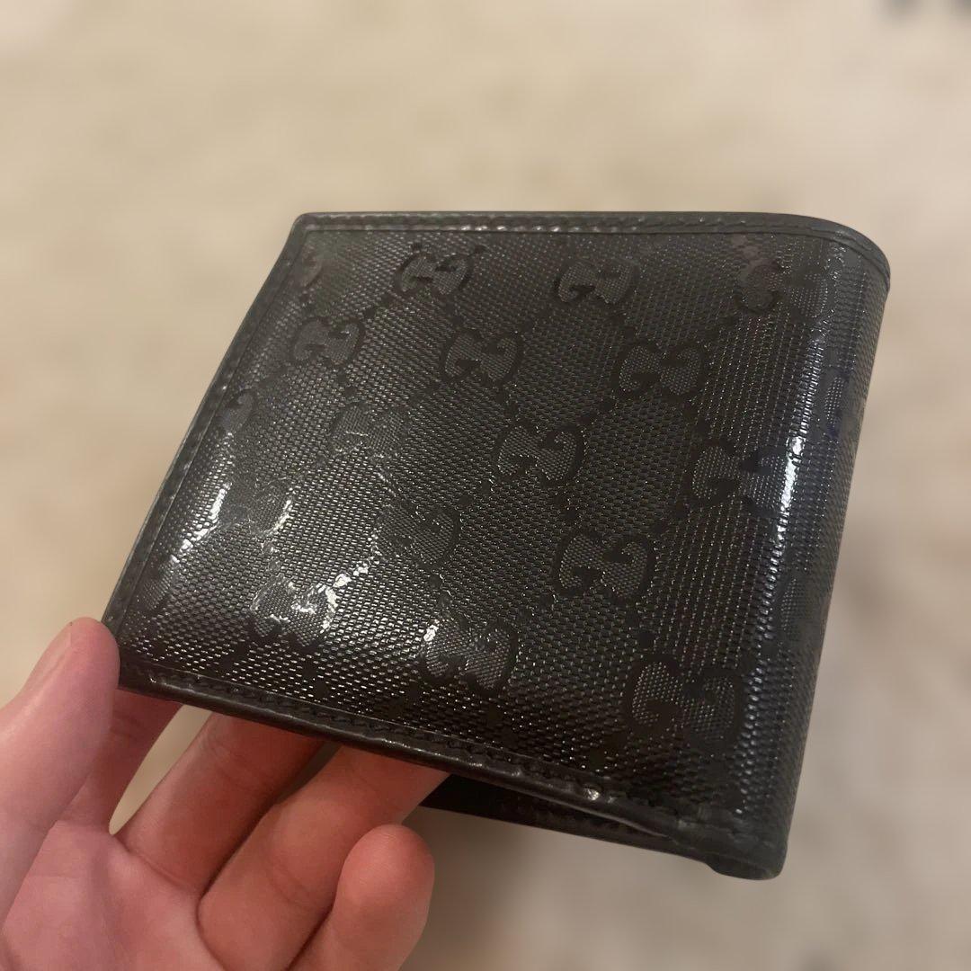 グッチ 二つ折り財布 インプリメ GG柄 ブラック