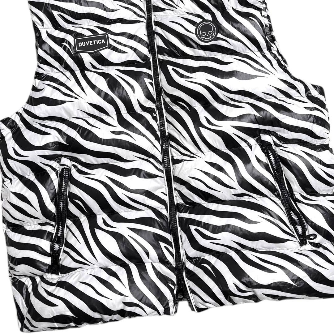 DUVETICA × HYDROGEN ダウンベスト ゼブラ柄 フード付き 50