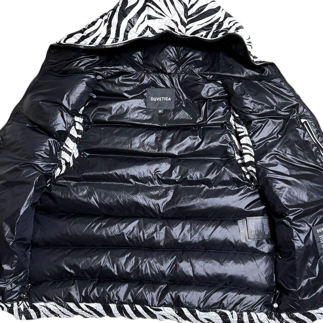 DUVETICA × HYDROGEN ダウンベスト ゼブラ柄 フード付き 50