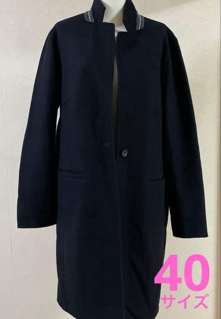 お値下げ‼️ブランベール ネイビー チェスターコート 襟ボールチェーン40