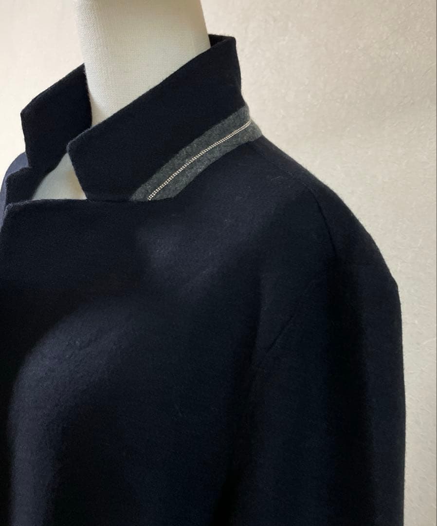 お値下げ‼️ブランベール ネイビー チェスターコート 襟ボールチェーン40