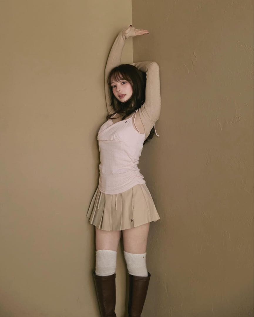 スカート andmary Jessica pleats mini skirt beige