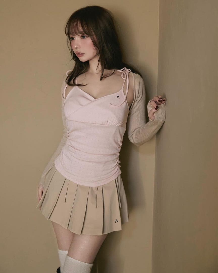 スカート andmary Jessica pleats mini skirt beige