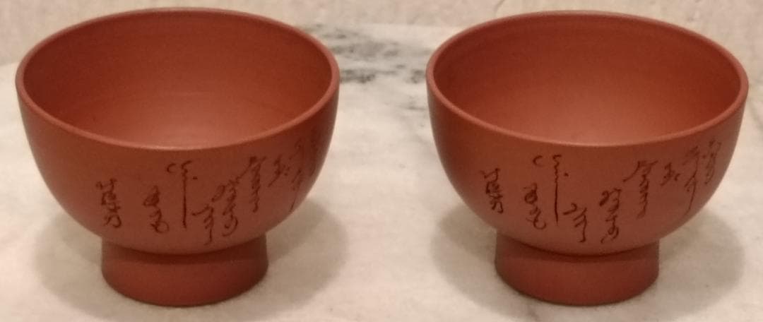 【常滑焼】朱泥 急須 湯呑み2客セット 漢詩刻文 とこなめ焼 雲仙窯 伝統工芸品