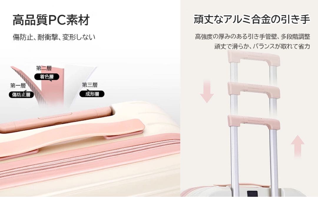 最新！おしゃれで可愛い大容量多機能スーツケース⭐︎パステルレインボーカラー
