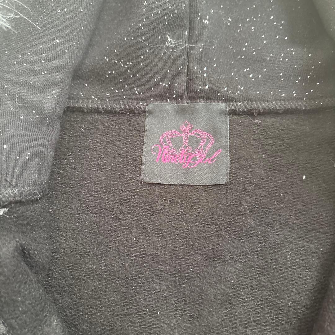 トップス 9090 girls CrossLogo glitterFurZipHoodie