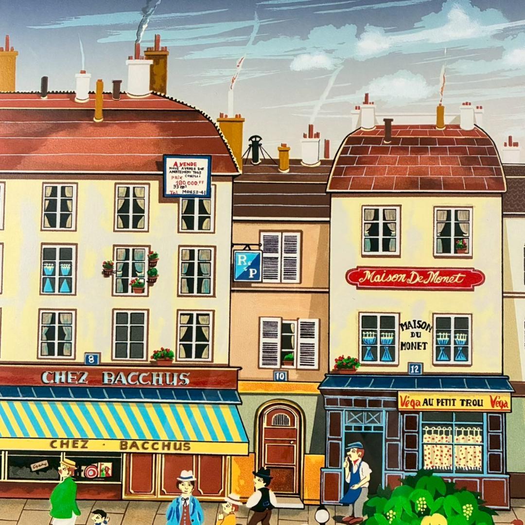 美品 ビン・カシワ「パリの夕暮れ」リトグラフ 直筆サイン入 額縁入 ヒロヤマガタ