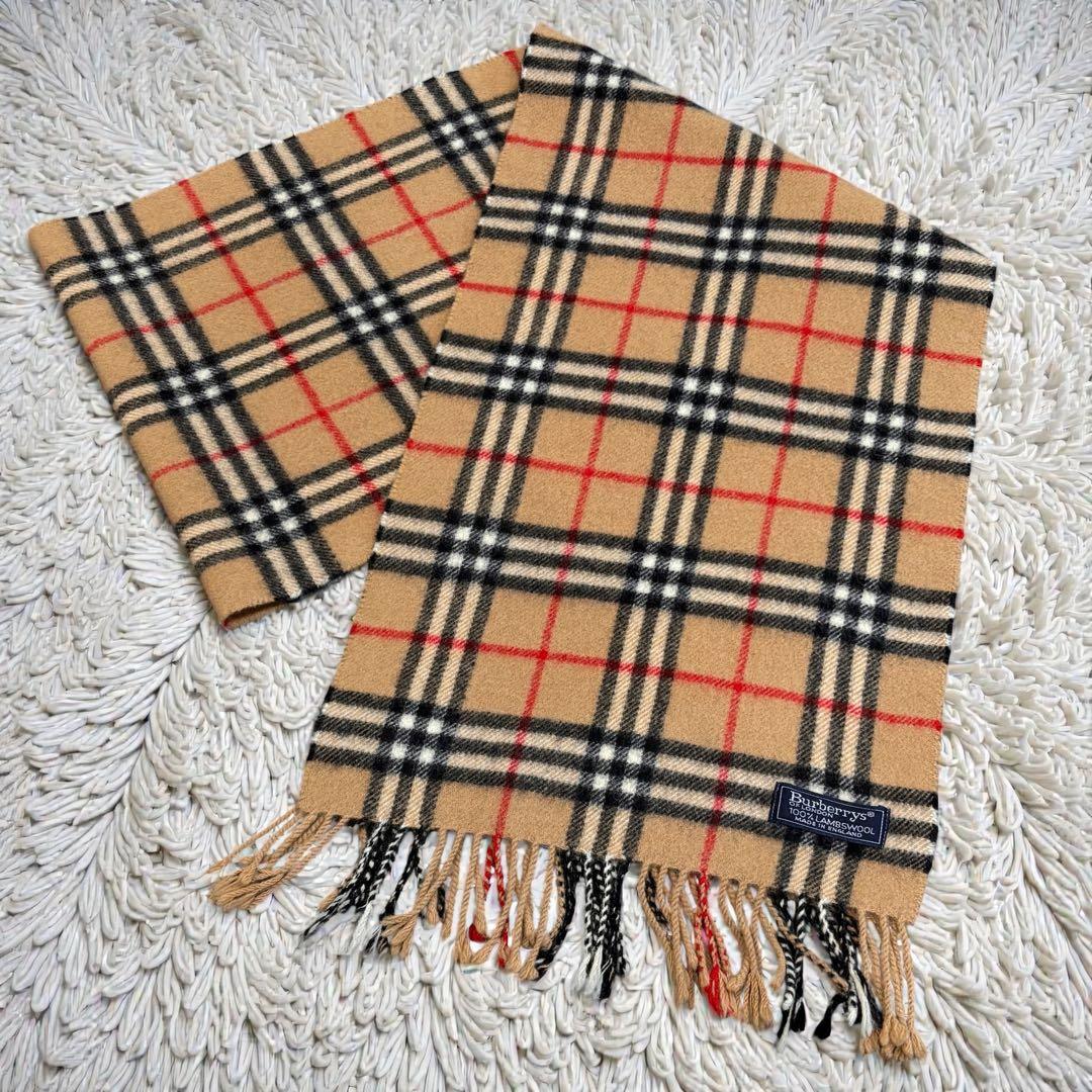 美品　バーバリー ノバチェック マフラー 英国製 ラム　長め１６８cm 正規品