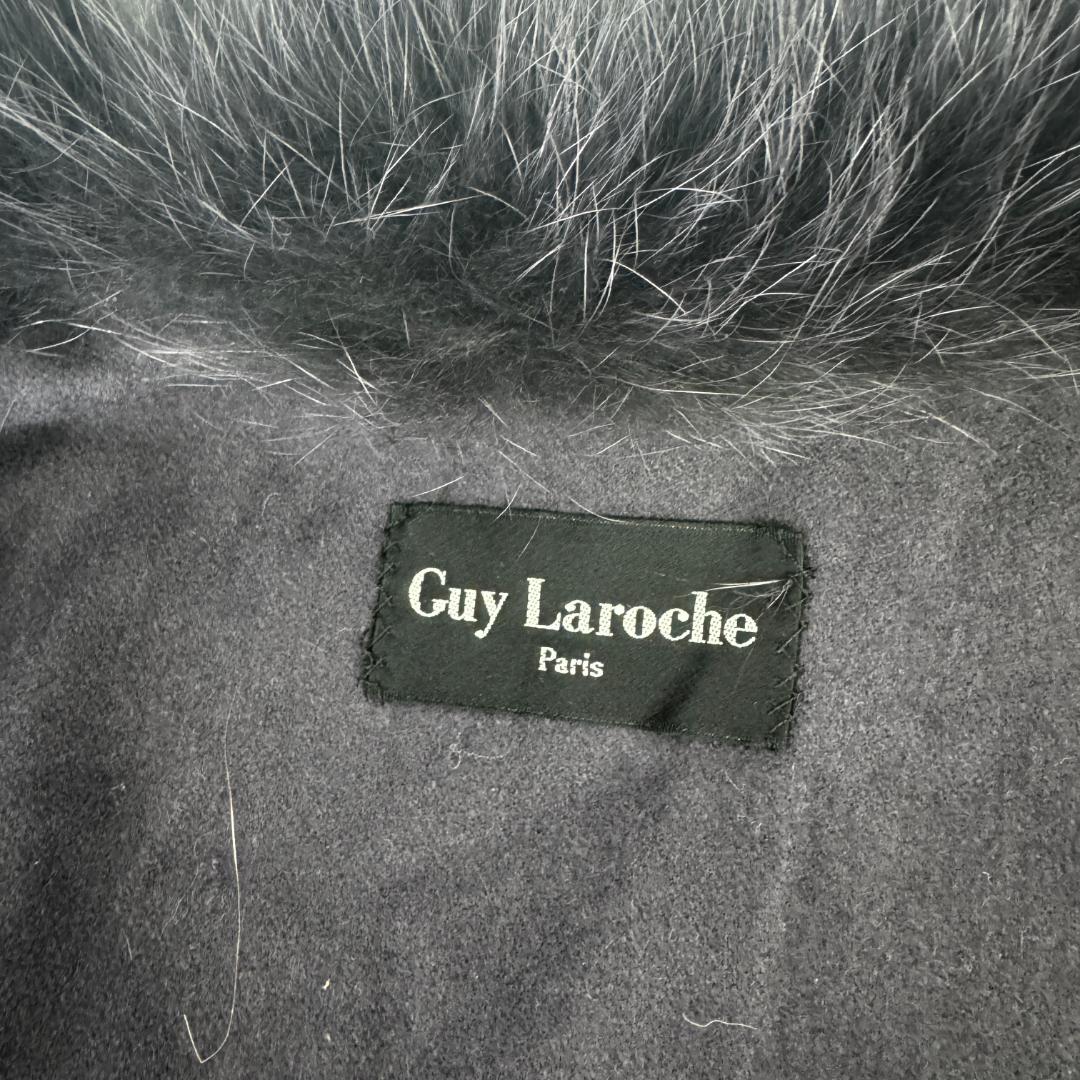 【M63-50-10】美品 カシミア 毛皮 フォックス ポンチョ パープル