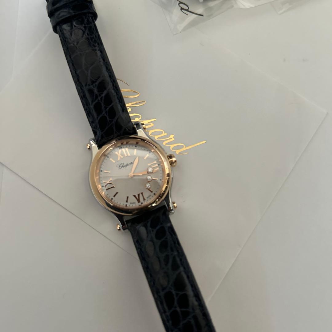 美品⭐︎ベルト3本付き⭐︎ショパール　ハッピースポーツ　ダイヤモンド　美品　腕時計