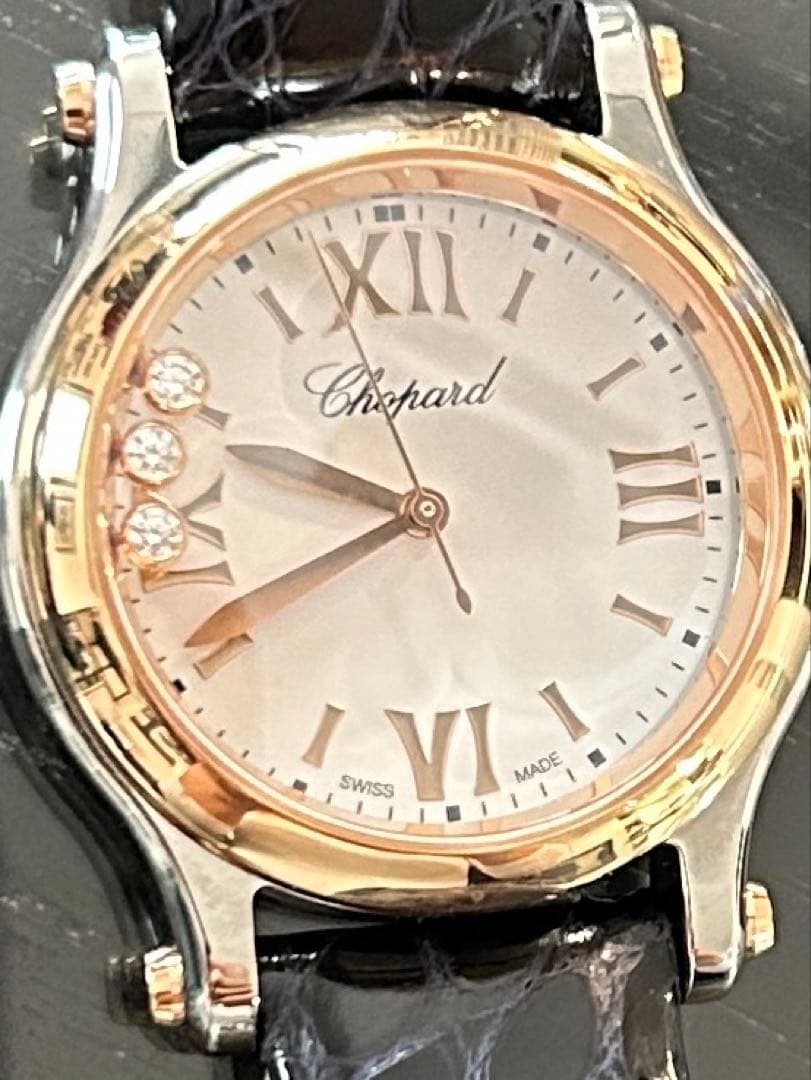 美品⭐︎ベルト3本付き⭐︎ショパール　ハッピースポーツ　ダイヤモンド　美品　腕時計