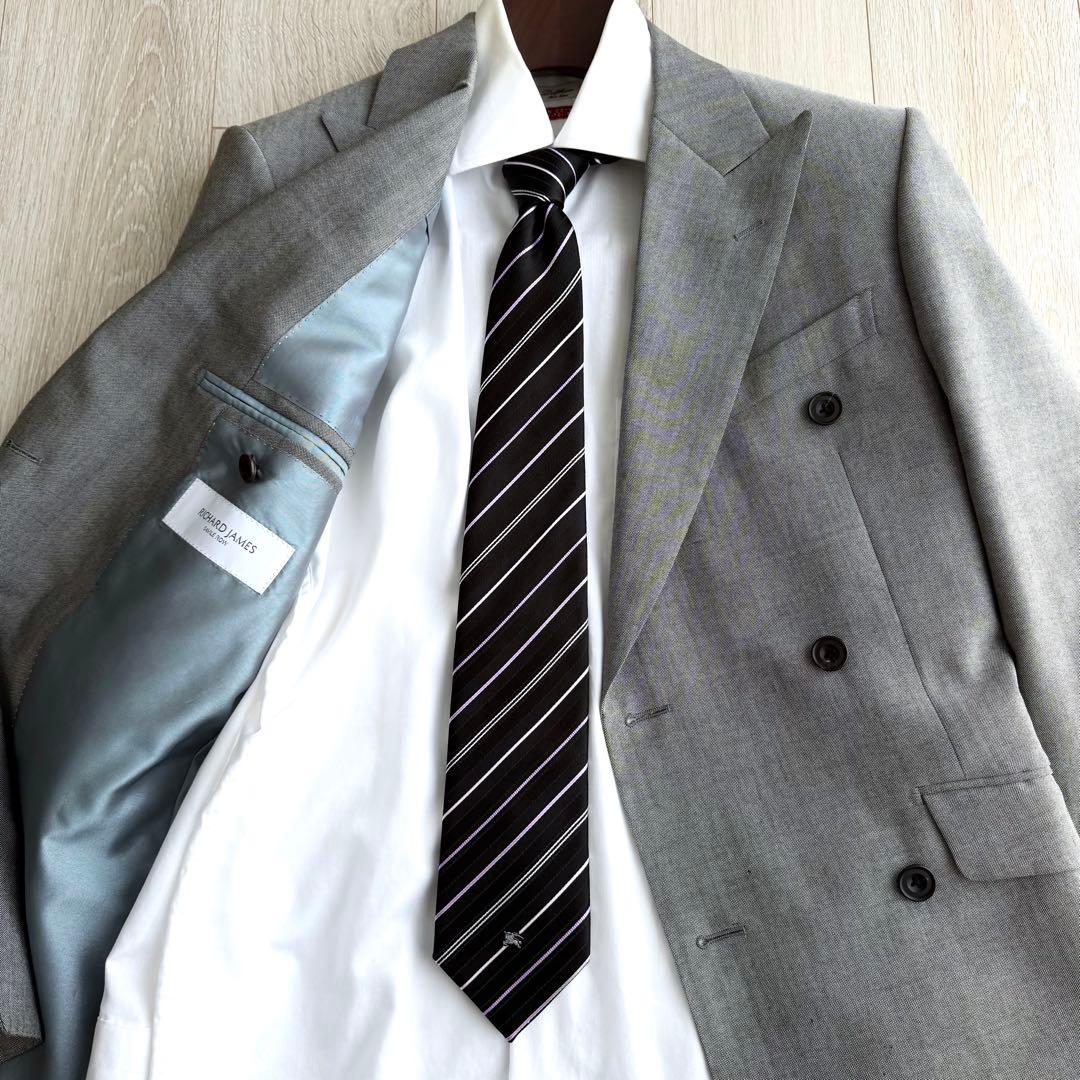 【美品】 バーバリーブラックレーベル ネクタイ ホースロゴ ブラック ストライプ