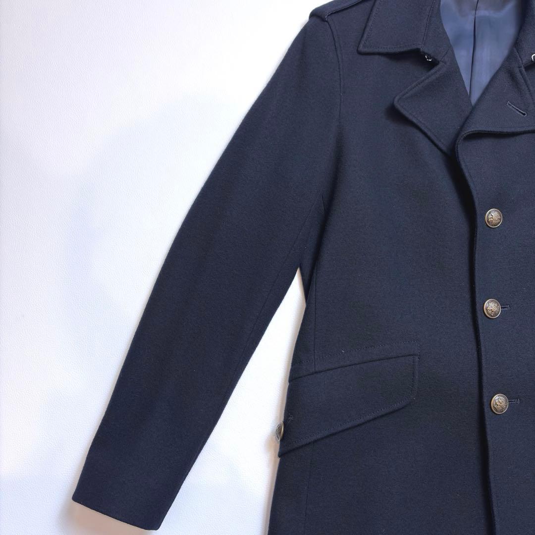 極美品 ポールスミス ミリタリー ピーコート メタルボタン ネイビー L ウール