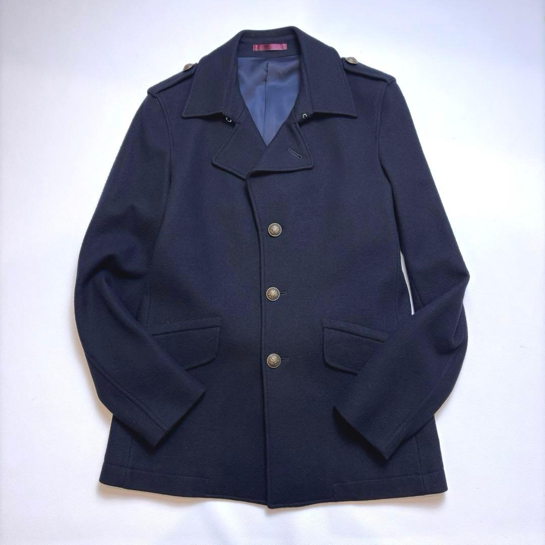 極美品 ポールスミス ミリタリー ピーコート メタルボタン ネイビー L ウール