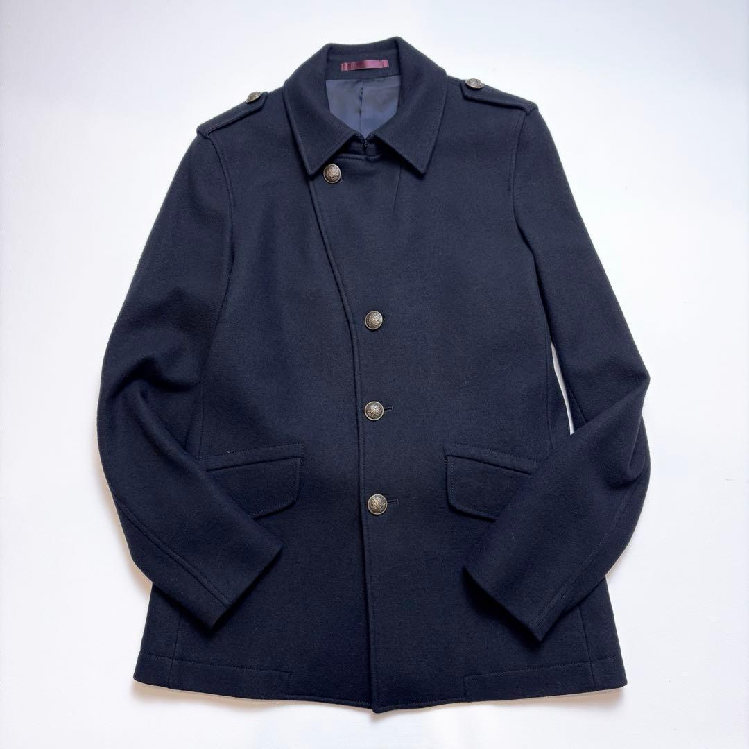 極美品 ポールスミス ミリタリー ピーコート メタルボタン ネイビー L ウール