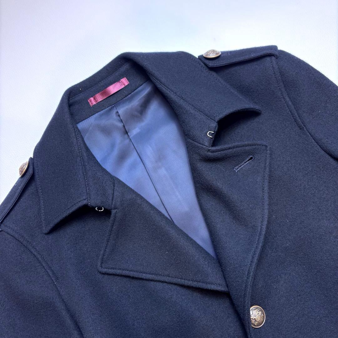 極美品 ポールスミス ミリタリー ピーコート メタルボタン ネイビー L ウール