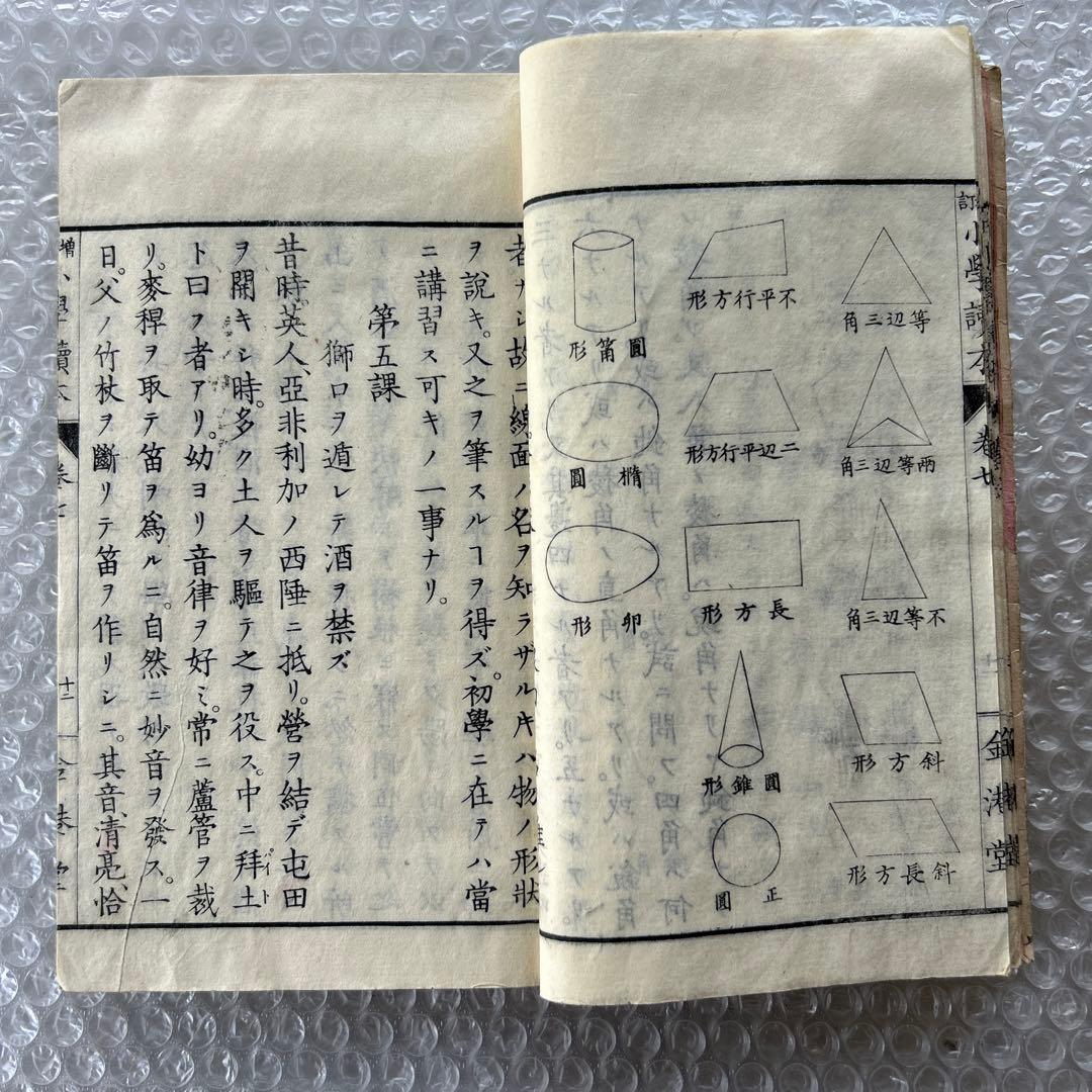 明治20年 増訂小学読本 七巻 金港堂 和綴じ本 教科書