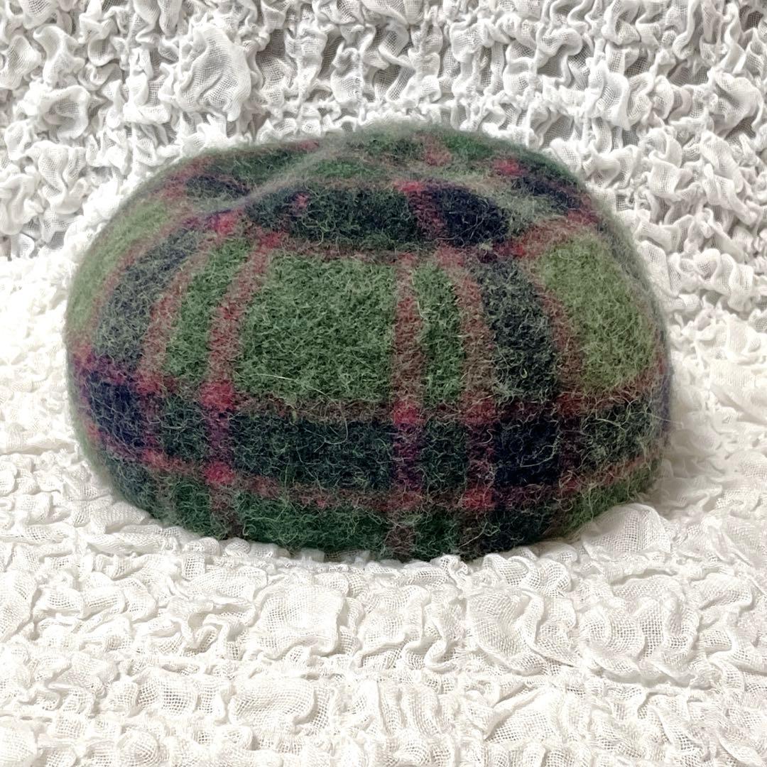 希少✨アルパカ　ウール　毛　ヴィヴィアンウエストウッド　ベレー帽　チェック　秋冬