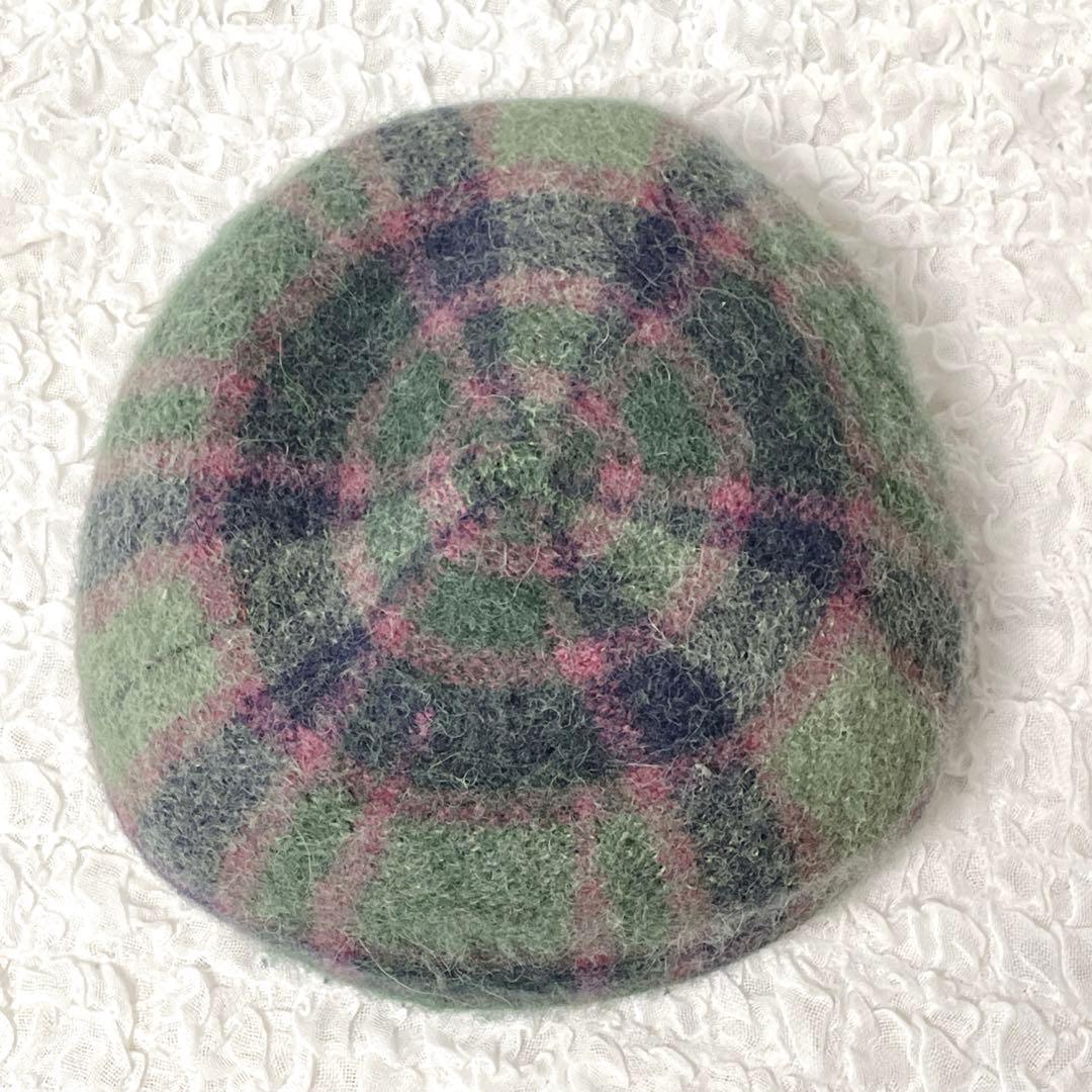 希少✨アルパカ　ウール　毛　ヴィヴィアンウエストウッド　ベレー帽　チェック　秋冬