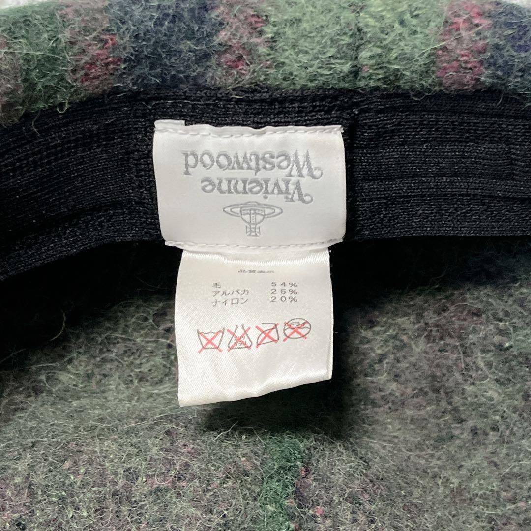 希少✨アルパカ　ウール　毛　ヴィヴィアンウエストウッド　ベレー帽　チェック　秋冬