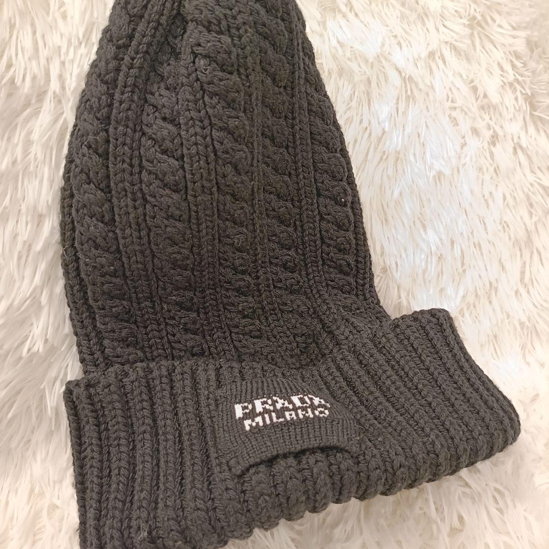 美品✨️　PRADA ニット帽　ブラック　黒　プラダ　M