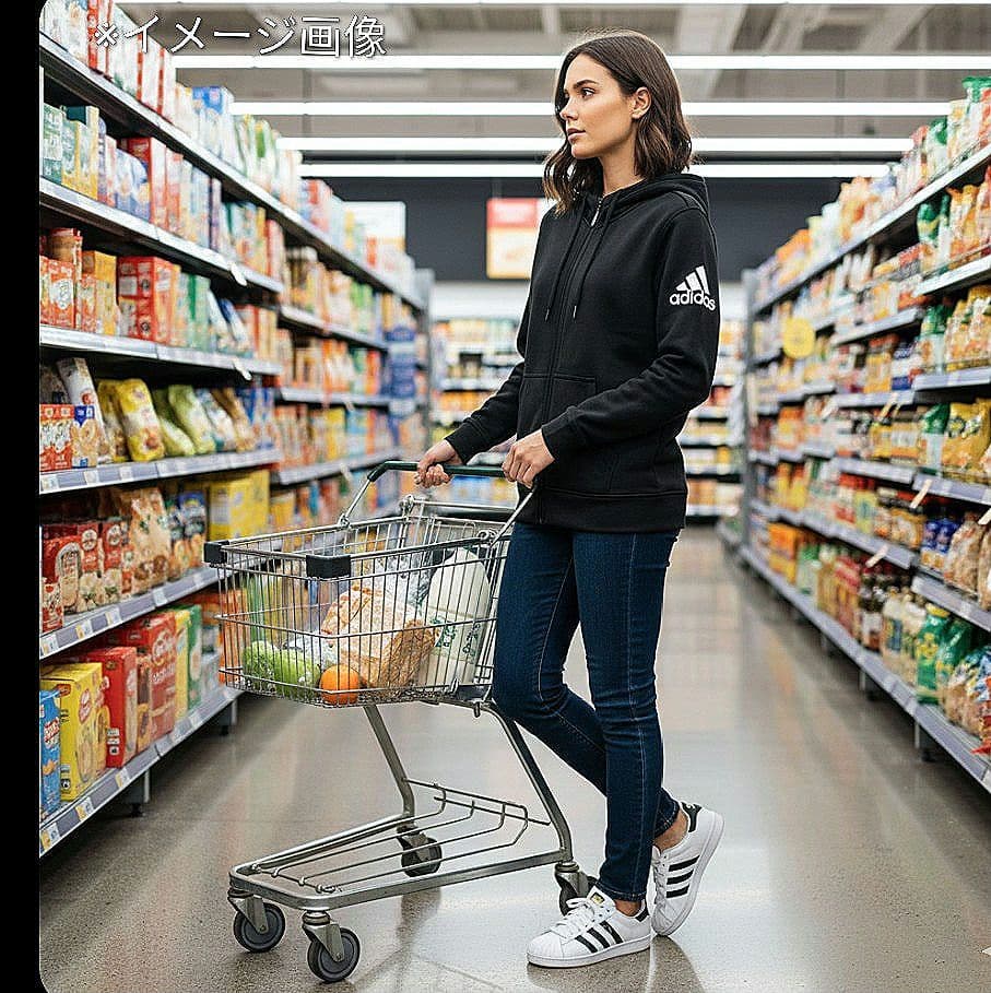 【adidas】 フルジップパーカー /ビッグロゴ Sサイズ 黒　 男女兼用