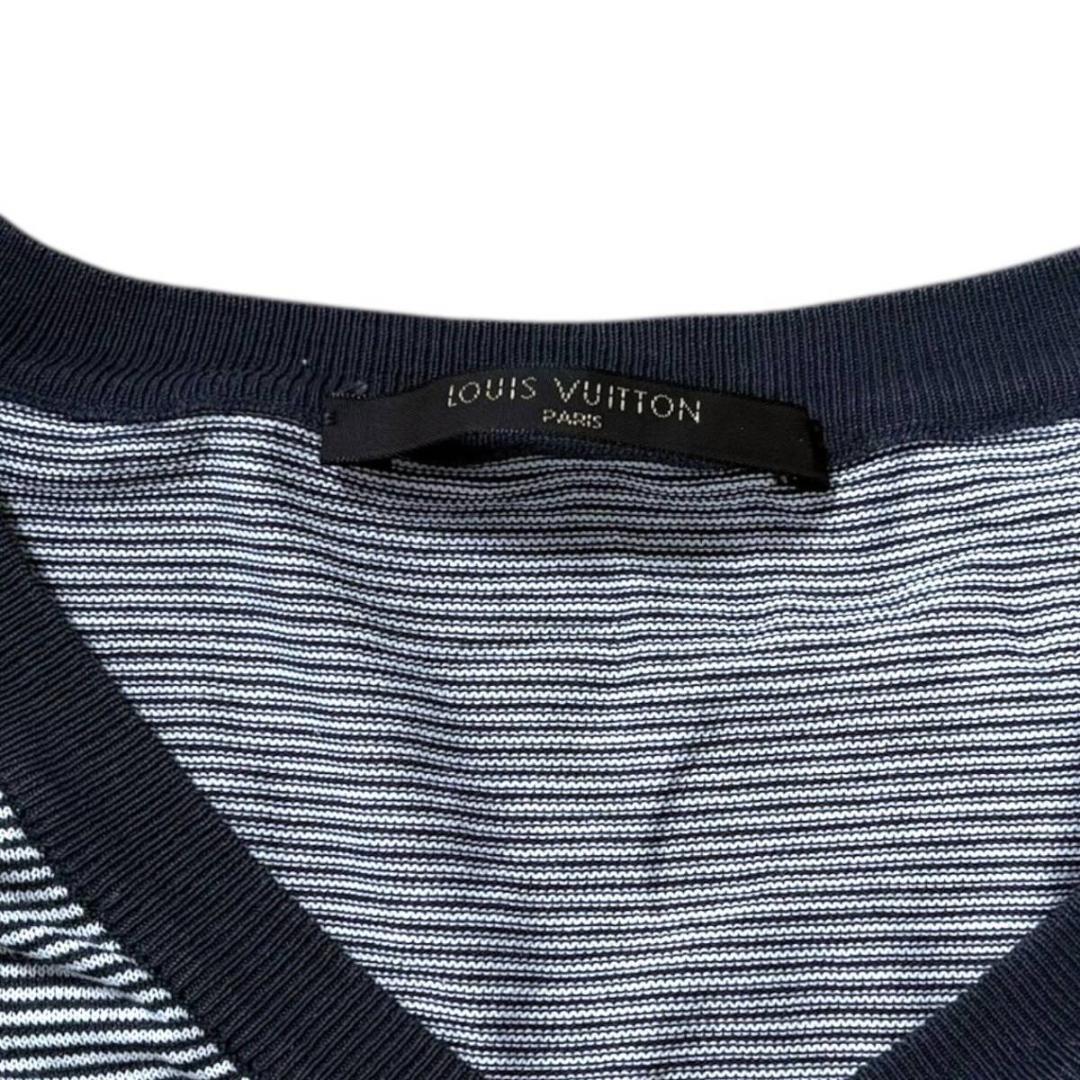 ルイヴィトン カットソー Tシャツ 長袖 ロンT ボーダー Vネック リブ S