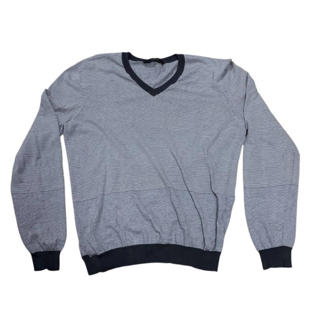 ルイヴィトン カットソー Tシャツ 長袖 ロンT ボーダー Vネック リブ S