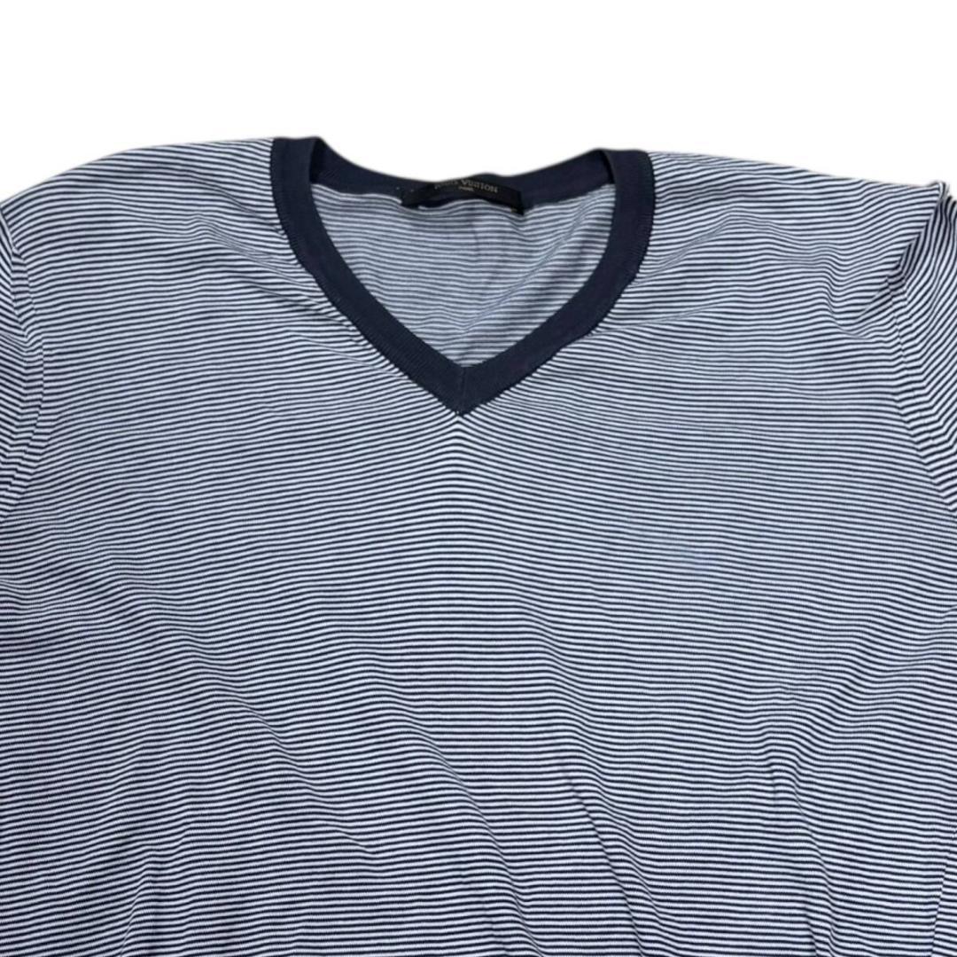 ルイヴィトン カットソー Tシャツ 長袖 ロンT ボーダー Vネック リブ S