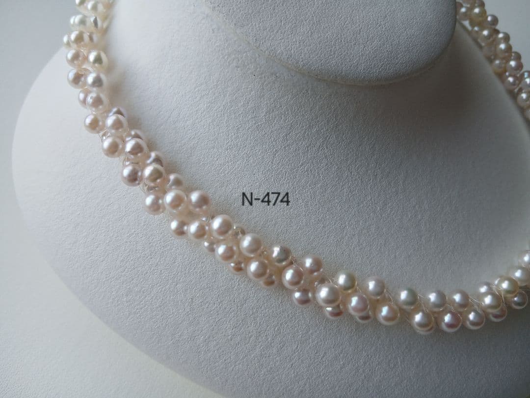 N474アコヤ真珠編み込みネックレス3.5～5.0㎜ベビーパール国産あこや本真珠