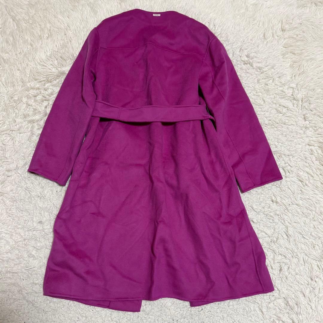 近年極美品　マックスマーラ　クチートアマーノ　ベルテッドコート　ノーカラー　紫