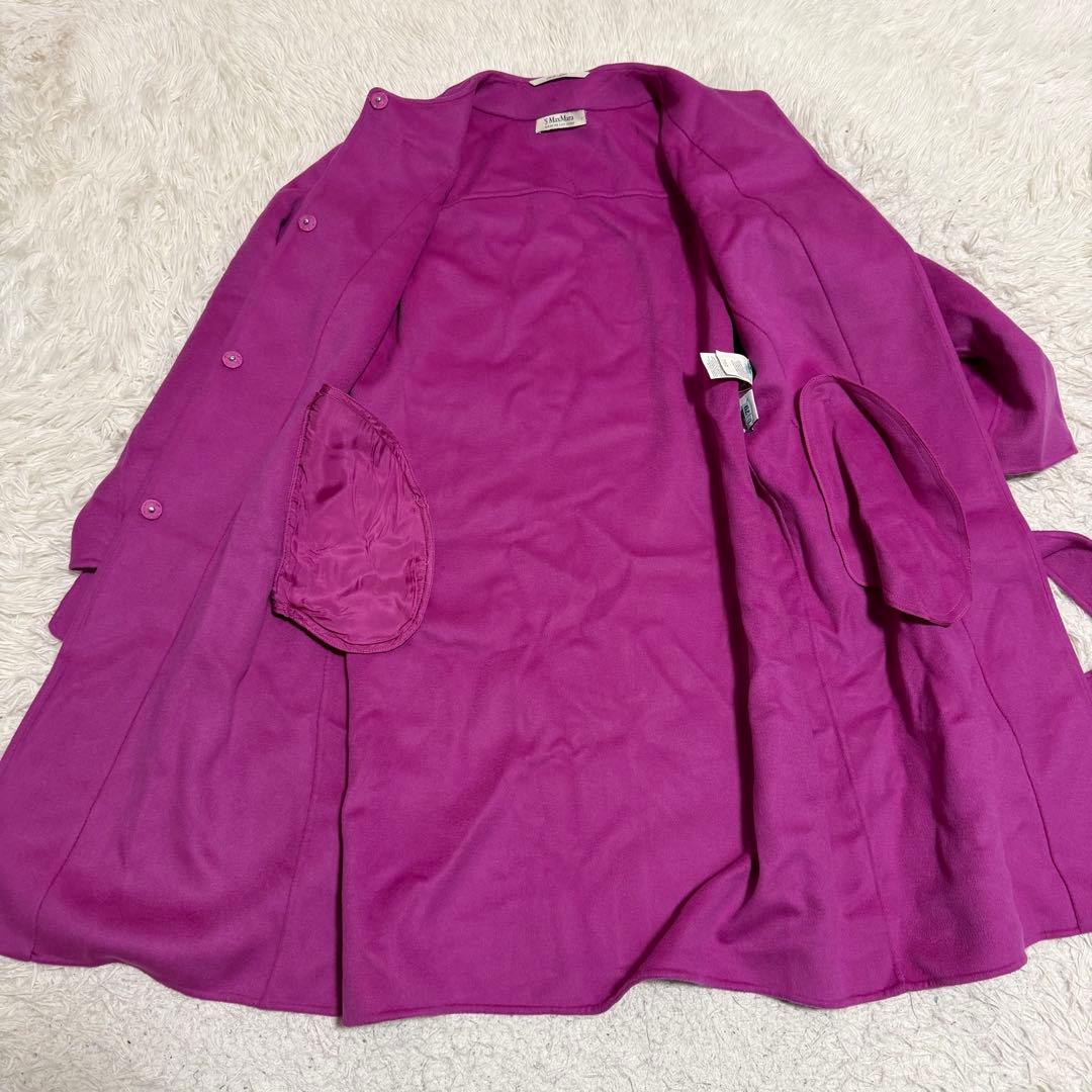 近年極美品　マックスマーラ　クチートアマーノ　ベルテッドコート　ノーカラー　紫