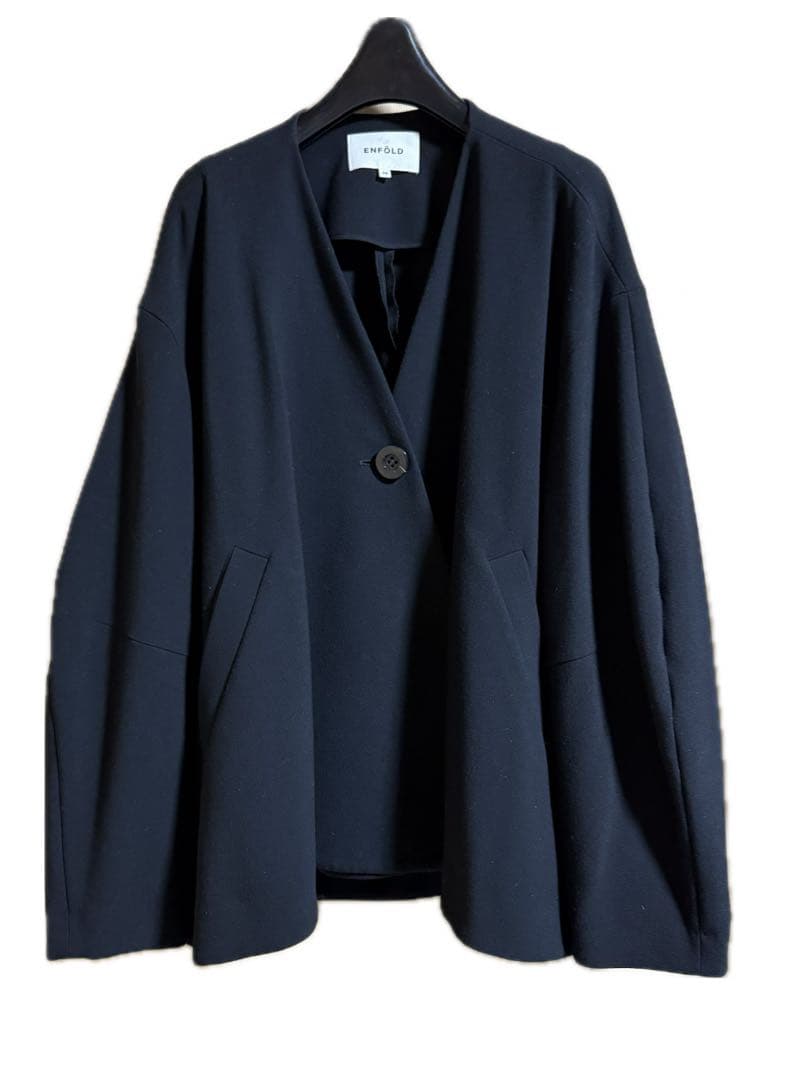 ENFOLD VASE JACKET 黒 ノーカラージャケット 38
