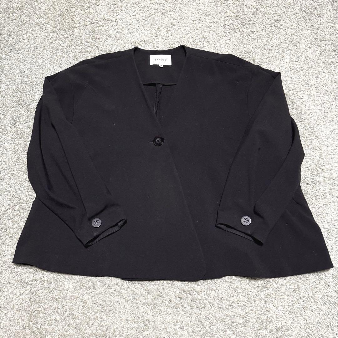 ENFOLD VASE JACKET 黒 ノーカラージャケット 38