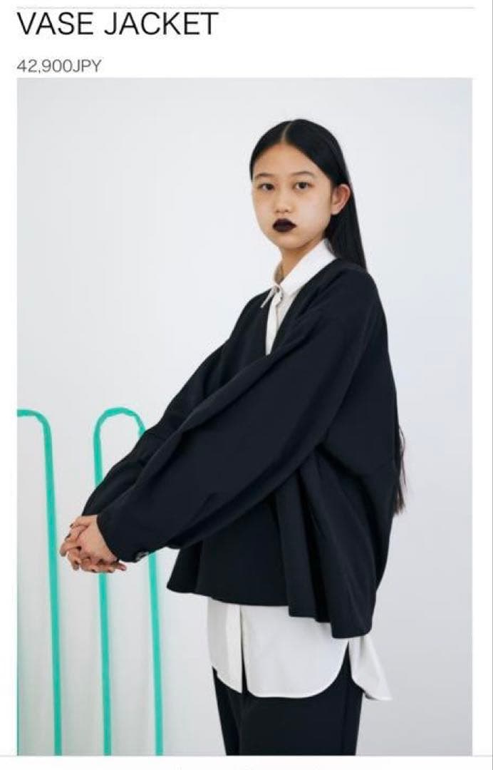 ENFOLD VASE JACKET 黒 ノーカラージャケット 38