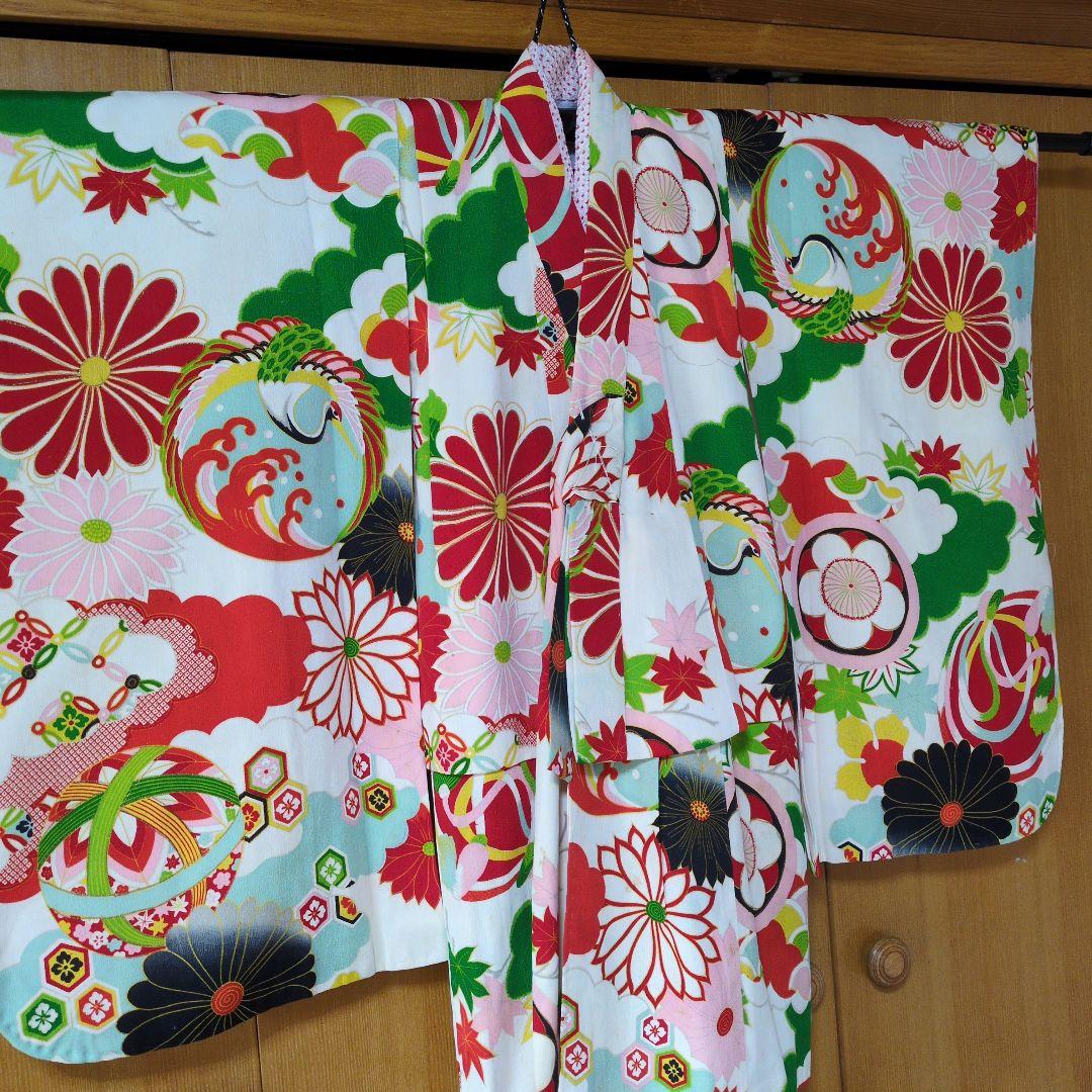 七五三３歳お着物と正絹総絞り手縫いの被布（袖無し長襦袢付き）