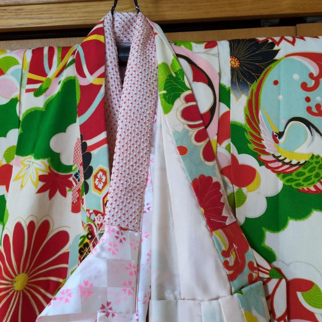 七五三３歳お着物と正絹総絞り手縫いの被布（袖無し長襦袢付き）