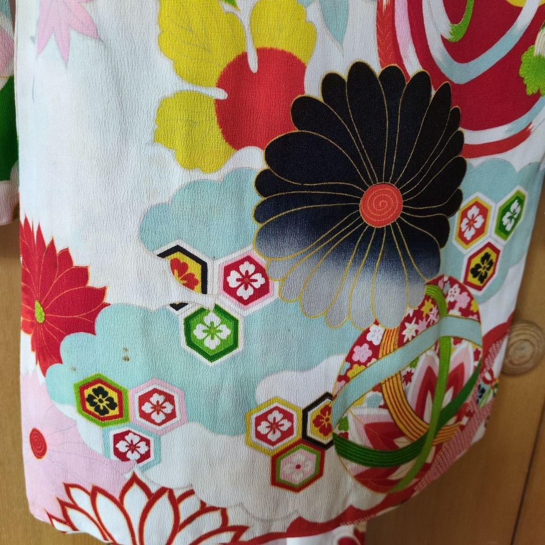 七五三３歳お着物と正絹総絞り手縫いの被布（袖無し長襦袢付き）