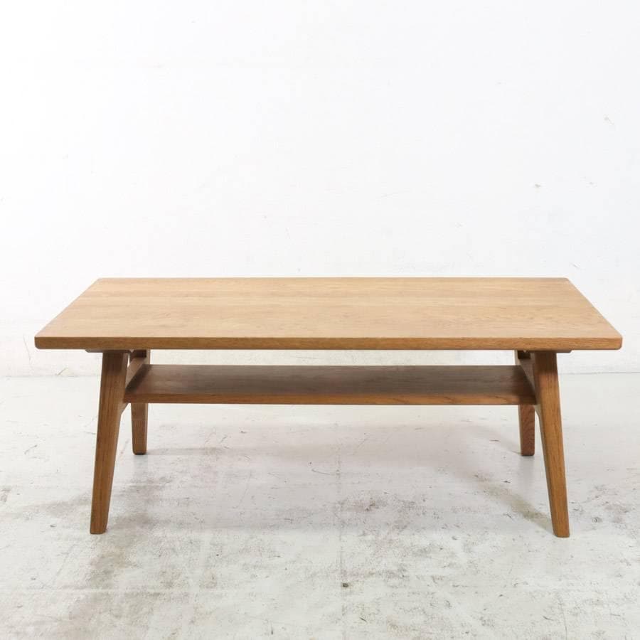 値下ウニコ アディ センターテーブル 幅100cm オーク材 棚付きローテーブル