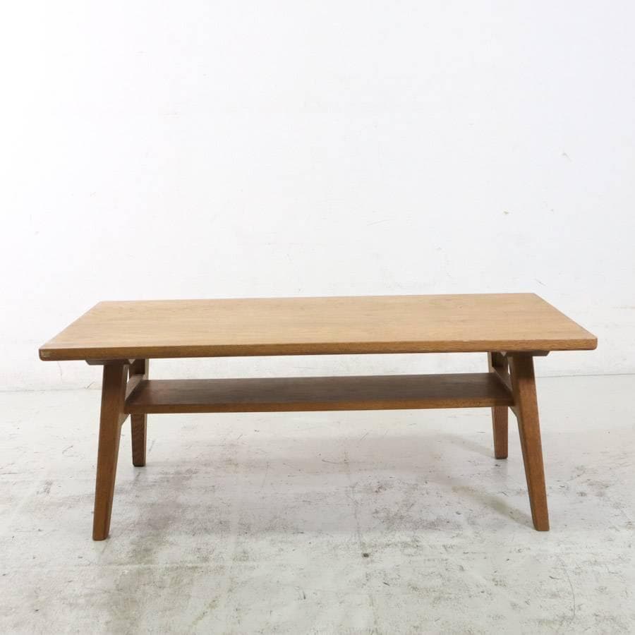 値下ウニコ アディ センターテーブル 幅100cm オーク材 棚付きローテーブル