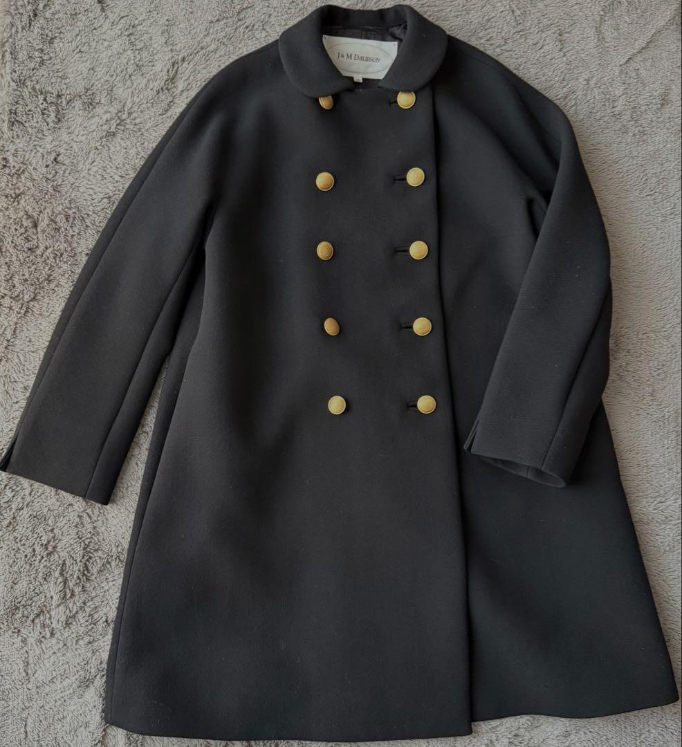 J&M Davidson ダブルブレスト ウールコート ブラック