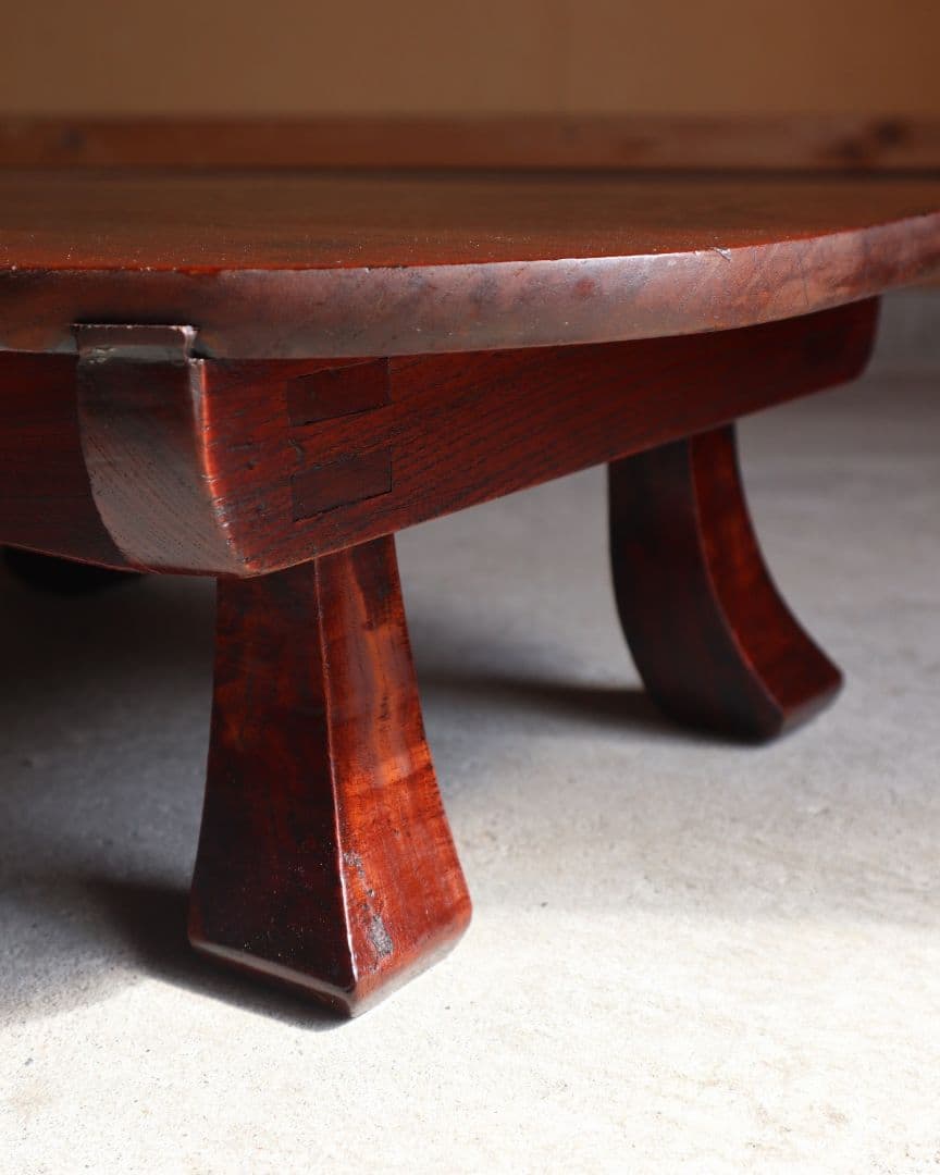 値下げ 総欅(ケヤキ)材の豆ちゃぶ台　古道具 古家具 ローテーブル レトロ 座卓