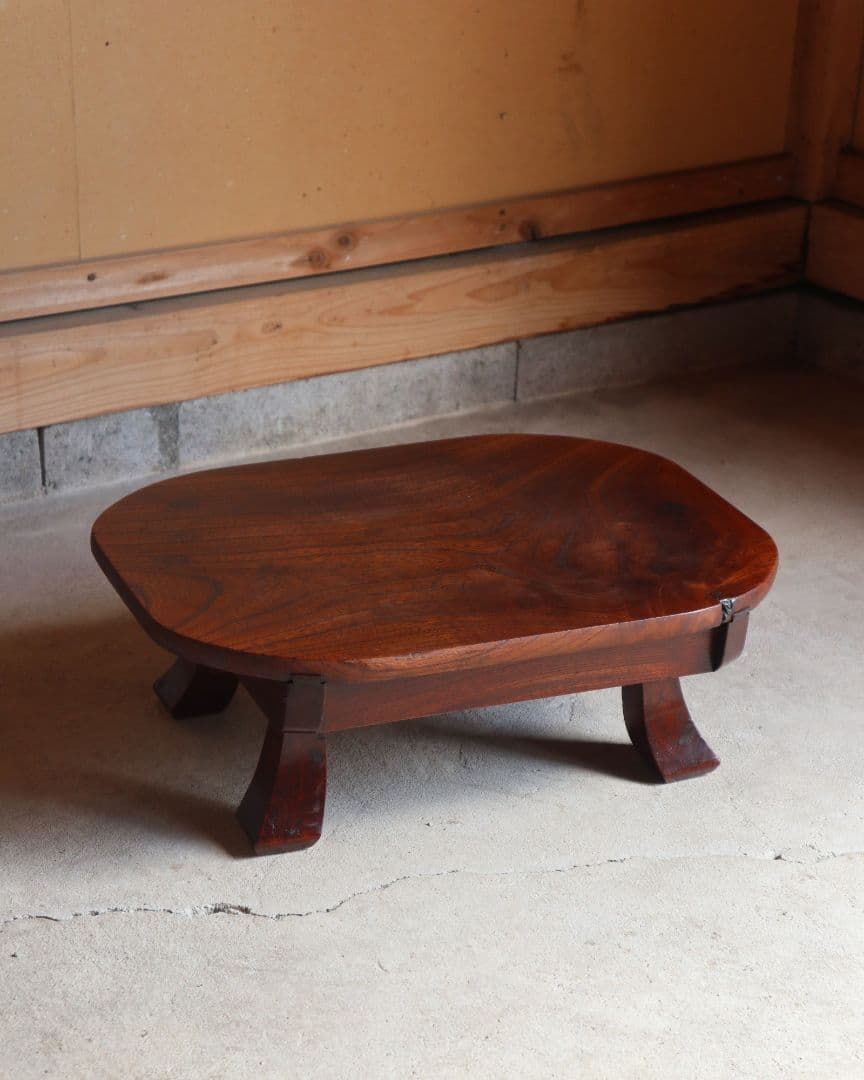 値下げ 総欅(ケヤキ)材の豆ちゃぶ台　古道具 古家具 ローテーブル レトロ 座卓