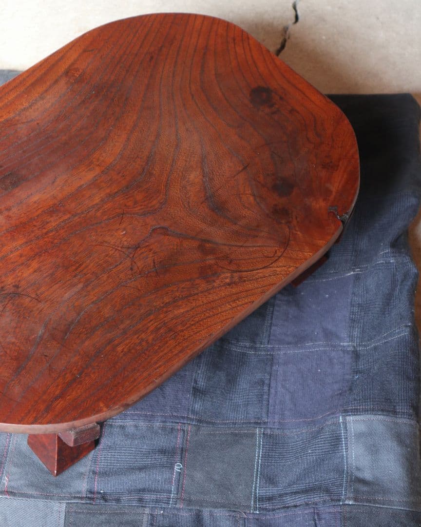 値下げ 総欅(ケヤキ)材の豆ちゃぶ台　古道具 古家具 ローテーブル レトロ 座卓