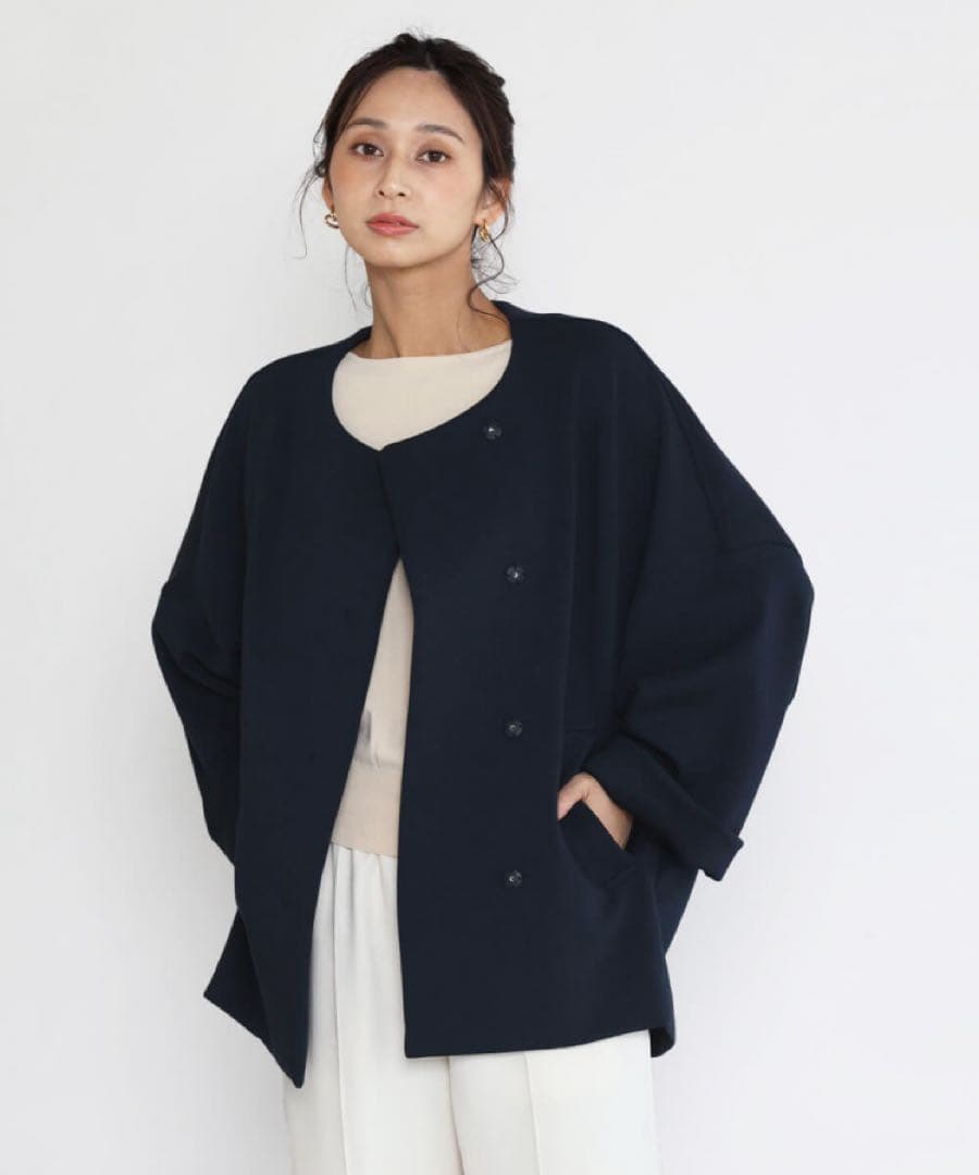 【新品】ヤマダヤ　福袋　fennel ノーカラーミドルポンチコート　アイボリー